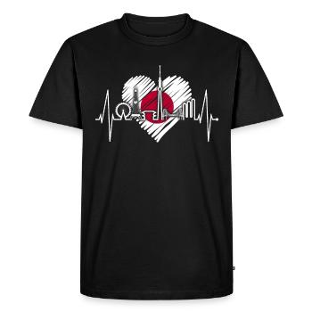 Tokyo Skyline Heartbeat Japon Drapeau J’aime Tokyo - T-shirt Premium bio Homme - noir - Devant - Nico (187cm)