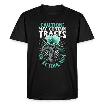 Peut contenir des traces d’ectoplasme - chasse aux fantômes - T-shirt Premium bio Homme - noir - Devant - Nico (187cm)