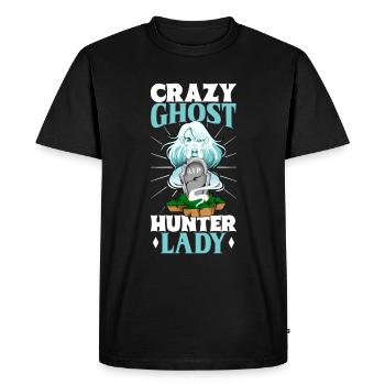 Crazy Ghostbusters Lady - Men's Premium Organic T-Shirt - black - Front - Nico (187cm)