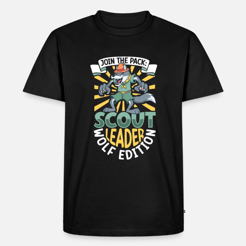 Wolf - Pfadfinder Lehrer - Männer Premium Bio T-Shirt - Schwarz