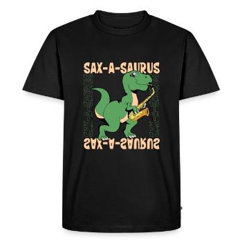 Sax-A-Saurus - TREX on saxophone - Men's Premium Organic T-Shirt - black - Front - Nico (187cm)