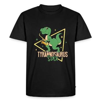 Tyrannosaurus Sax - TREX on saxophone - Men's Premium Organic T-Shirt - black - Front - Nico (187cm)
