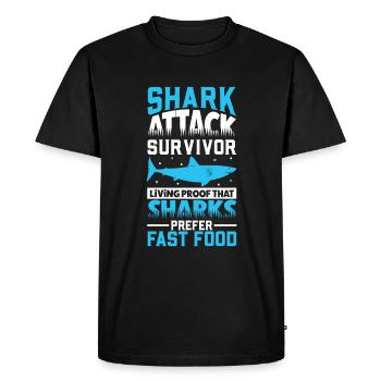 Sharks like fast food - shark attack - Men's Premium Organic T-Shirt - black - Front - Nico (187cm)