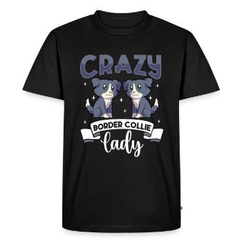 Crazy Border Collie Lady - Border Collie - T-shirt Premium bio Homme - noir - Devant - Nico (187cm)