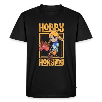 Fille faisant du horsing de passe-temps - T-shirt Premium bio Homme - noir - Devant - Nico (187cm)