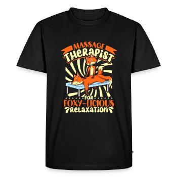 Fox having a massage - Men's Premium Organic T-Shirt - black - Front - Nico (187cm)