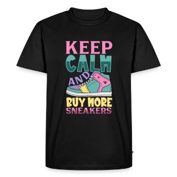 Buy more sneakers - Men's Premium Organic T-Shirt - black - Front - Nico (187cm)