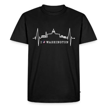 Washington D.C. Skyline Heartbeat USA East Coast - Men's Premium Organic T-Shirt - black - Front - Nico (187cm)