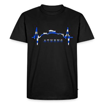 Athènes Skyline Heartbeat Grèce Acropole - T-shirt Premium bio Homme - noir - Devant - Nico (187cm)