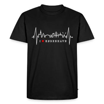 Copenhague Skyline Heartbeat Danemark Love Hygge - T-shirt Premium bio Homme - noir - Devant - Nico (187cm)