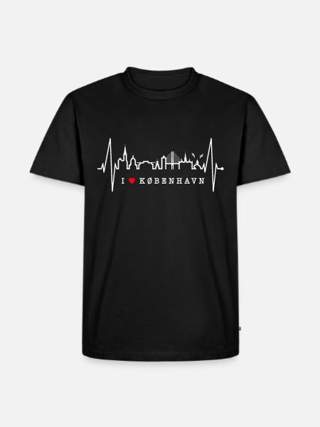 Copenhagen Skyline Heartbeat Denmark Love Hygge - Herre Premium økologisk T-shirt - sort
