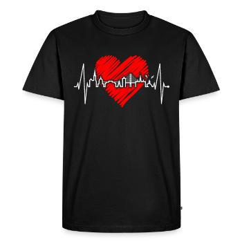 Copenhague Skyline Heartbeat Danemark Amour Hygge - T-shirt Premium bio Homme - noir - Devant - Nico (187cm)