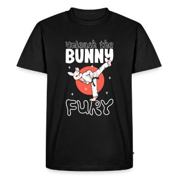 Bunny fait du Hapkido - T-shirt Premium bio Homme - noir - Devant - Nico (187cm)