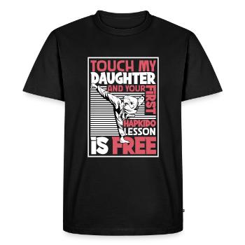Ne touche pas à ma fille - Hapkido - T-shirt Premium bio Homme - noir - Devant - Nico (187cm)