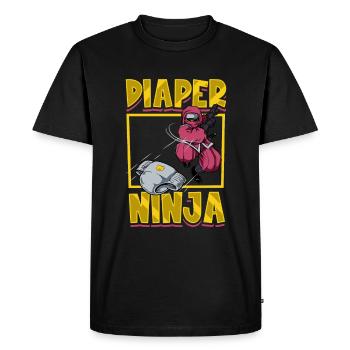 Couche-culotte Ninja - Lange pour bébé - T-shirt Premium bio Homme - noir - Devant - Nico (187cm)