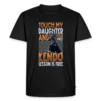 Ne touche pas à ma fille - Kendo - T-shirt Premium bio Homme - noir - Devant - Nico (187cm)