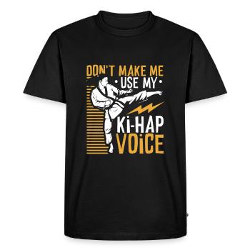 Voix de Ki Hap - Tang Soo Do - T-shirt Premium bio Homme - noir - Devant - Nico (187cm)