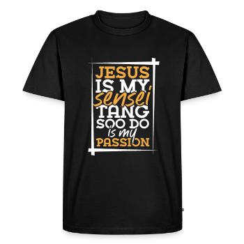 Jésus et Tang So Doo - T-shirt Premium bio Homme - noir - Devant - Nico (187cm)