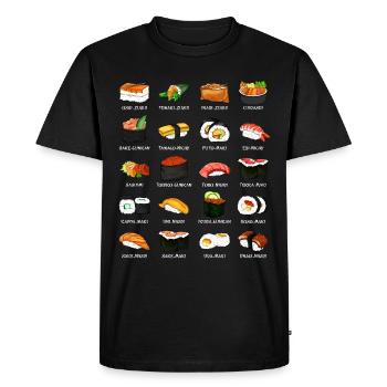 Viele Sushi Zubereitungen - Arten von Sushi - Männer Premium Bio T-Shirt - Schwarz - Vorne - Nico (187cm)