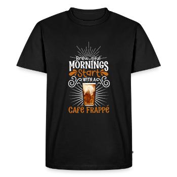 Bonjour avec Café Frappé - T-shirt Premium bio Homme - noir - Devant - Nico (187cm)