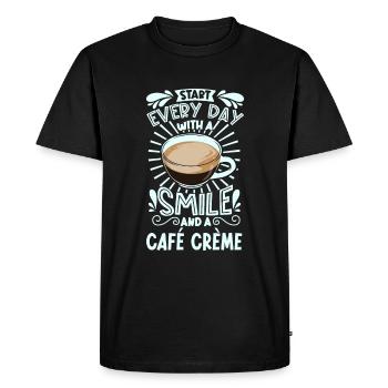 Smile with Café Crème - Men's Premium Organic T-Shirt - black - Front - Nico (187cm)