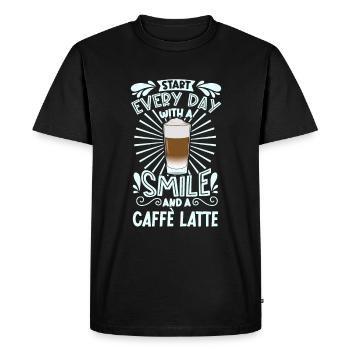 Smile with Caffè Latte - Men's Premium Organic T-Shirt - black - Front - Nico (187cm)