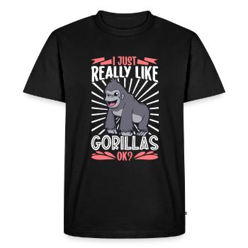 J’aime les gorilles - Gorille - T-shirt Premium bio Homme - noir - Devant - Nico (187cm)