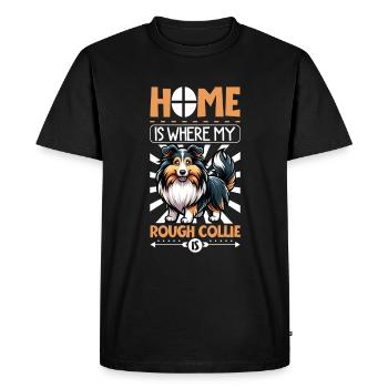 Accueil - Collie à poil long - T-shirt Premium bio Homme - noir - Devant - Nico (187cm)