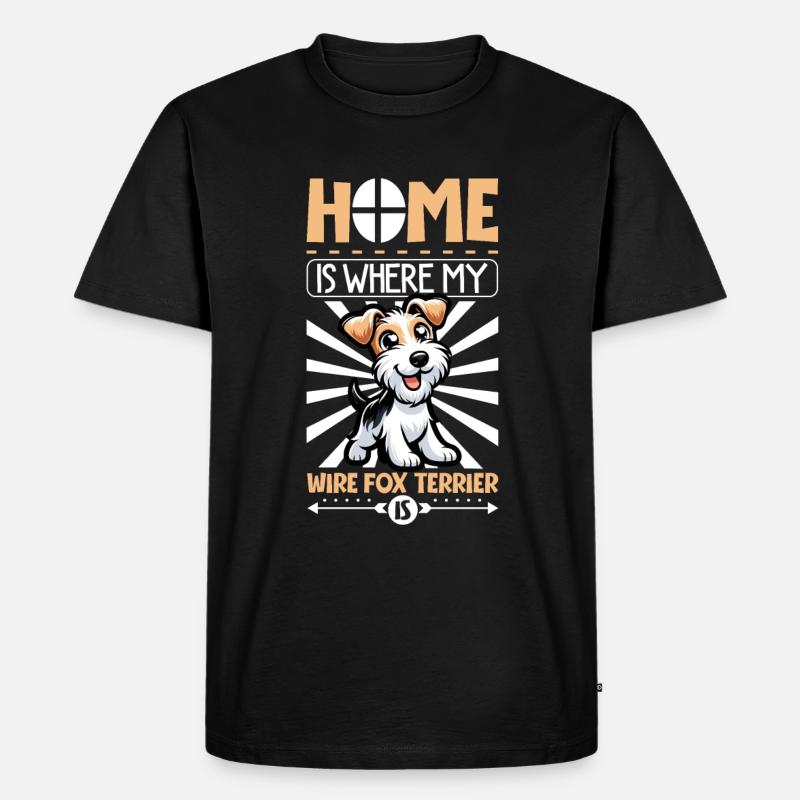 Zuhause - Drahthaar-Foxterrier - Männer Premium Bio T-Shirt - Schwarz