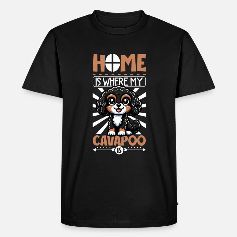 Zuhause - Cavapoo - Männer Premium Bio T-Shirt - Schwarz