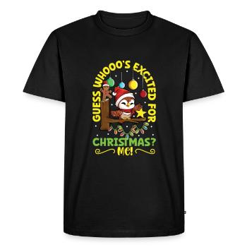 Guess whooo's excited for Christmas - Eule - Men's Premium Organic T-Shirt - black - Front - Nico (187cm)