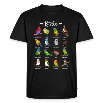 Lots of colorful birds - Men's Premium Organic T-Shirt - black - Front - Nico (187cm)