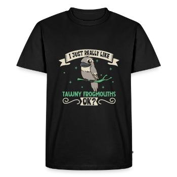 J’adore mon Tawny Frogmouth - T-shirt Premium bio Homme - noir - Devant - Nico (187cm)