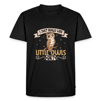 J’aime mon petit hibou - T-shirt Premium bio Homme - noir - Devant - Nico (187cm)