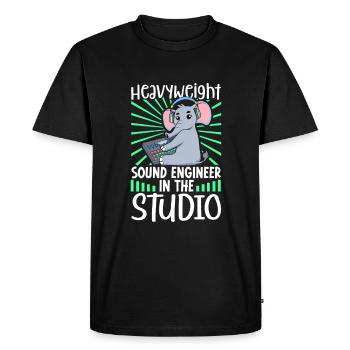 Heavyweight at the mixing desk - Sound Engineer - Men's Premium Organic T-Shirt - black - Front - Nico (187cm)