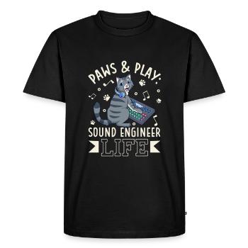 Cat at the Mixer - Ingénieur du son - T-shirt Premium bio Homme - noir - Devant - Nico (187cm)
