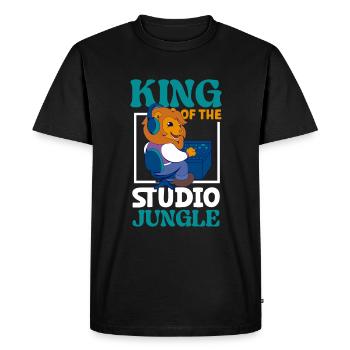Lion at the mixing desk - sound engineering - Men's Premium Organic T-Shirt - black - Front - Nico (187cm)