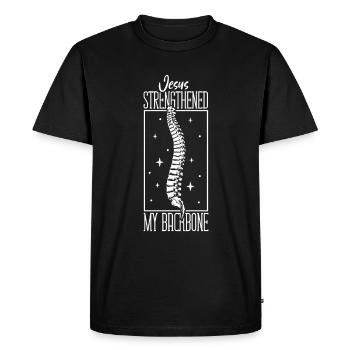 Jésus renforce mon dos - Chirurgie de la colonne vertébrale - T-shirt Premium bio Homme - noir - Devant - Nico (187cm)