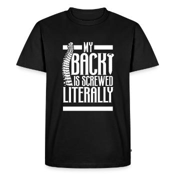 Mon dos est vissé - chirurgie de la colonne vertébrale - T-shirt Premium bio Homme - noir - Devant - Nico (187cm)