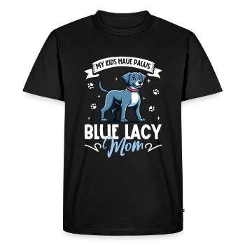 Maman en dentelle bleue - T-shirt Premium bio Homme - noir - Devant - Nico (187cm)