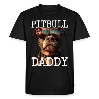 Pitbull Daddy Dad Father's Day Pitbull Terrier Dad - Men's Premium Organic T-Shirt - black - Front - Nico (187cm)