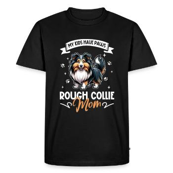 Maman Collie à poil long - T-shirt Premium bio Homme - noir - Devant - Nico (187cm)