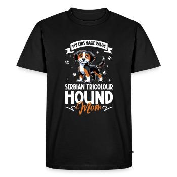 Lévrier serbe tricolore Mama - T-shirt Premium bio Homme - noir - Devant - Nico (187cm)