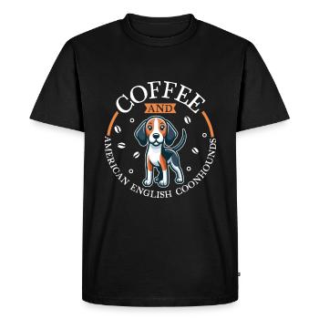 Café et Coonhound anglais américain - T-shirt Premium bio Homme - noir - Devant - Nico (187cm)