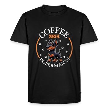 Café et Doberman - T-shirt Premium bio Homme - noir - Devant - Nico (187cm)