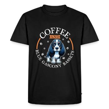 Café et Basset bleu de Gascogne - T-shirt Premium bio Homme - noir - Devant - Nico (187cm)