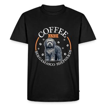 Café et chien de berger de Bergame - T-shirt Premium bio Homme - noir - Devant - Nico (187cm)