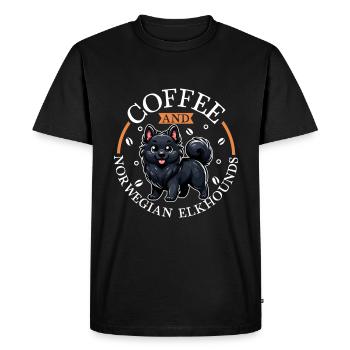 Coffee and Norwegian Elkhound - Men's Premium Organic T-Shirt - black - Front - Nico (187cm)