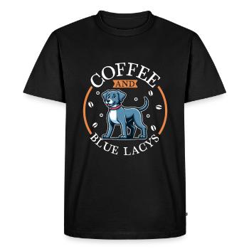 Café et dentelle bleue - T-shirt Premium bio Homme - noir - Devant - Nico (187cm)