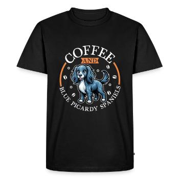 Coffee and Epagneul Bleu de Picardy - Men's Premium Organic T-Shirt - black - Front - Nico (187cm)
